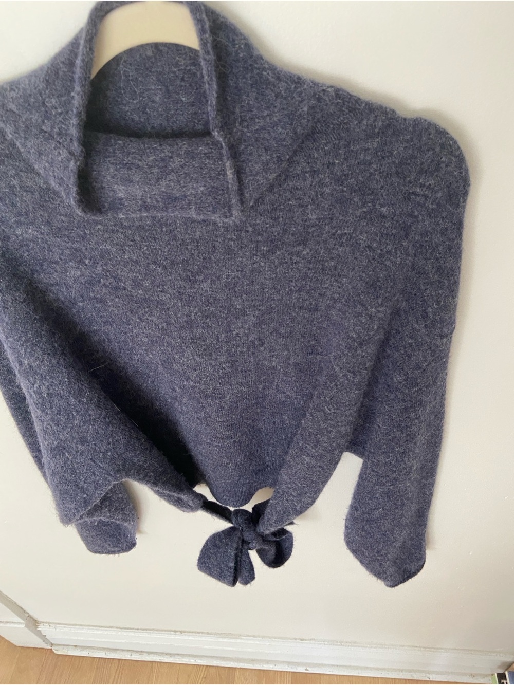 Wilfred Aritzia Lorin Sweater Knit Turtleneck Tie Back Sweater Marl Blue Medium - Picture 4 of 11